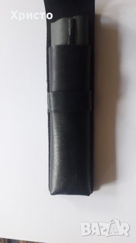 калъф за химикалки Лами Lamy черен, естествена кожа, антикварен уникат, за две или едно пишещо, снимка 3 - Други ценни предмети - 36028736