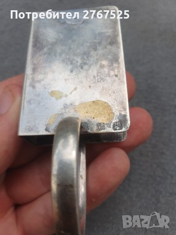 Стара 100 годишна посребрена поставка за кибрит държач кутия, снимка 2 - Антикварни и старинни предмети - 42312594