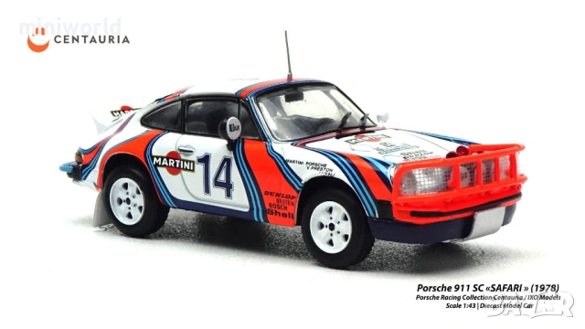 Porsche 911 SC Rally SAFARI 1978 - мащаб 1:43 на Centauria/IXO моделът е нов в PVC дисплей-кейс, снимка 8 - Колекции - 53572025