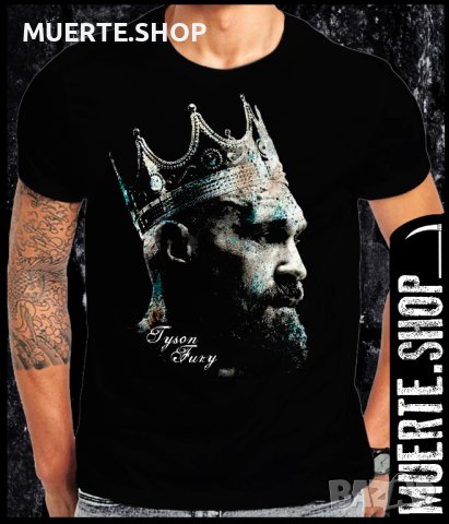 Черна тениска с щампа TYSON FURY