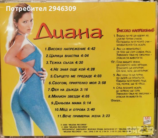 Диана - Високо напрежение(2000), снимка 2 - CD дискове - 41874204