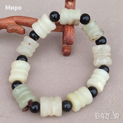 ЕСТЕСТВЕН НЕФРИТ ГРИВНА МЪНИСТА , снимка 3 - Гривни - 41786042