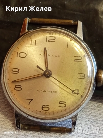 Стар механичен часовник Kienzle ANTI-MAGNETIC GERMANY работи 51436, снимка 2 - Антикварни и старинни предмети - 52350974
