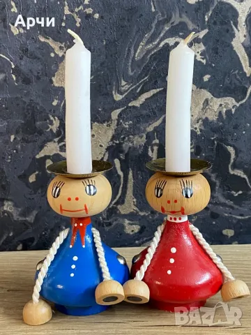Дървени човечета с магнитни ръчички/Свещници