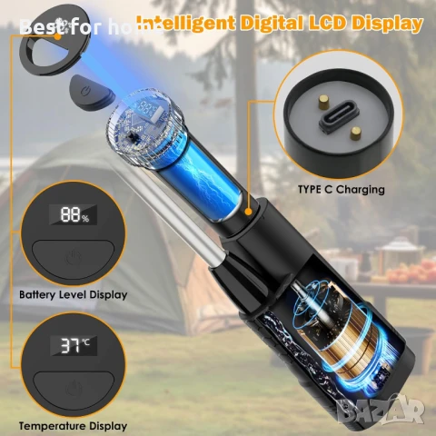 Преносим къмпинг душ с батерия с  LCD цифров дисплей acetek, снимка 2 - Къмпинг мебели - 50459816