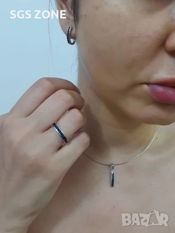 СРЕБЪРНИ ОБЕЦИ 925 със син сапфир, многоцветен сапфир и рубин, снимка 2 - Обеци - 51748099