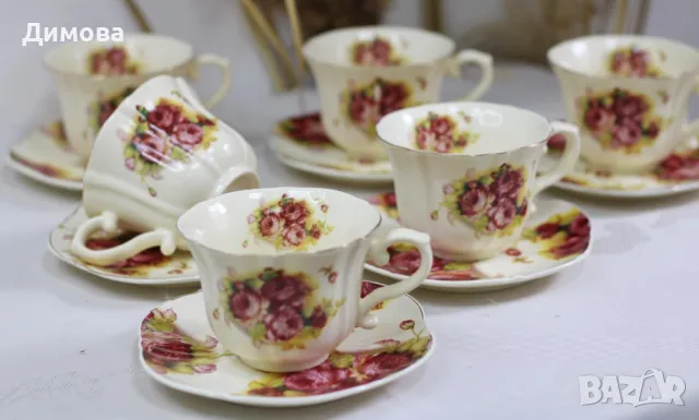 Сервиз за чай с рози, снимка 2 - Чаши - 34298417