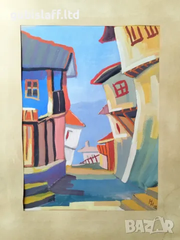 Картина, пейзаж, Несебър, худ. Н. И., 1958 г.