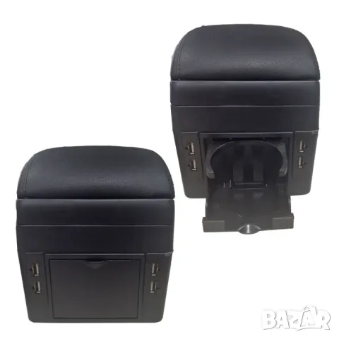 Подлакътник за автомобил с 6 USB порта от черна еко кожа, снимка 3 - Аксесоари и консумативи - 55859995