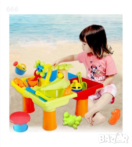 Маса за игра с пясък и вода с капак и аксесоари, многоцветна, снимка 7 - Други - 52579048