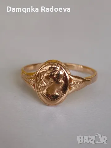 СССР златен пръстен Камея проба 583, снимка 3 - Пръстени - 48028281