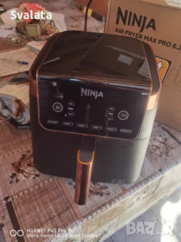 Фритюрник без мазнина Ninja Air Fryer MAX PRO, 6,2 л, черен/кафяв, с множество функции, снимка 2 - Фритюрници - 56116538