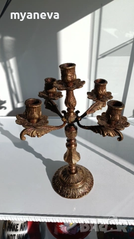 Бронзов, тежък, масивен, френски свещник с 5 гнезда . , снимка 10 - Антикварни и старинни предмети - 53816088