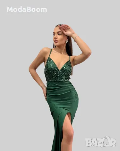 Зелена дамска рокля , снимка 7 - Рокли - 48676611