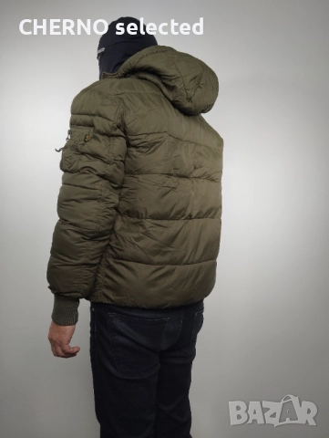 Яке ALPHA INDUSTRIES Hooded Faux Down Puffer – Размер L – Зелен – Отлично състояние, снимка 4 - Якета - 52799556