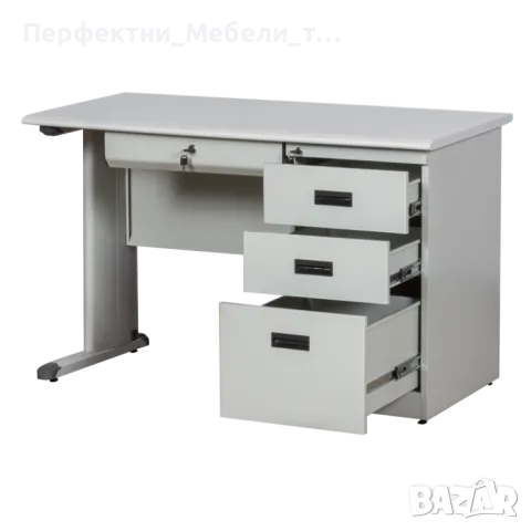 Метално бюро с  4 чекмеджета и МДФ плот 120/60 см./десен