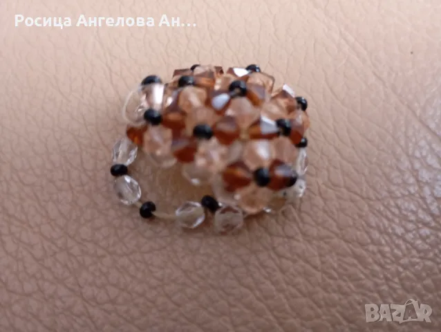 Автентичен ръчно изработен винтидж пръстен от мъниста , снимка 5 - Пръстени - 49794343