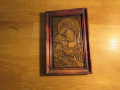 Стара красива медна икона на Богородица с младенеца в дървена рамка - притежавайте тази икона и нека, снимка 1 - Икони - 36117714