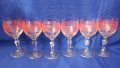 Разкошни ретро ракиени чаши, калиево стъкло, ръчна гравюра – 6 бр, снимка 1 - Чаши - 44496914
