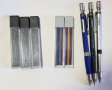 Комплект 3 механични молива 2,0 мм с 2B черен/цветен пълнител графит 63 графита, снимка 1 - Ученически пособия, канцеларски материали - 41723159