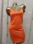 BikBok S Рокля в оранжево от плътен еластичен сатен , снимка 4