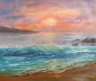 Море и вълни и слънце маслена картина 