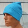 Нова мъжка зимна шапка рипс с подгъв в цвят син меланж, снимка 1 - Шапки - 39333037