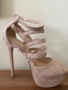 Бежови високи обувки с тънтк ток, снимка 1