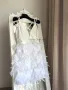 Бяла рокля с естествени пера , снимка 3