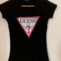 Черна тениска Guess, снимка 4 - Тениски - 39093766