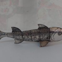 Сребърна авторска фигура-риба/сребро 900/, снимка 1 - Антикварни и старинни предмети - 40050915