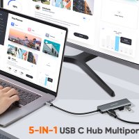 CableCreation USB-C Hub 4K 60Hz 5-в-1 USB C многопортов адаптер с HDMI и 3 USB 3.0 порта 100W мощнос, снимка 10 - Лаптоп аксесоари - 41717324