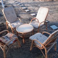 Комплект от четири стола и маса от ратан, снимка 16 - Столове - 40134449