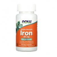Желязо - NOW Foods, Iron, Double Strength, 36 mg, 90 Veg Capsules, снимка 1 - Хранителни добавки - 37462430