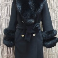 Дамско луксозно палто кашмир вълна и лисица код 285, снимка 1 - Палта, манта - 40314450