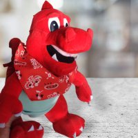 Плюшен червен дракон , снимка 3 - Плюшени играчки - 42480201