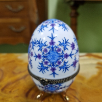 Красиво антикварно колекционерско порцеланово яйце тип Фаберже , снимка 2 - Декорация за дома - 44552511