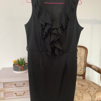 Елегантна черна рокля в размер XL, снимка 4 - Рокли - 44518647