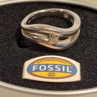 сребърен пръстен с камък Fossil , снимка 2 - Пръстени - 44278568