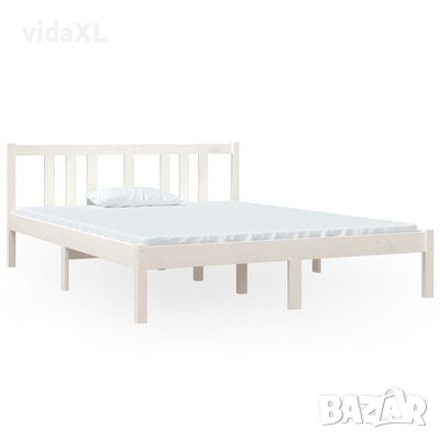 vidaXL Рамка за легло, бяла, масивно дърво, 140x190 см(SKU:814735, снимка 1