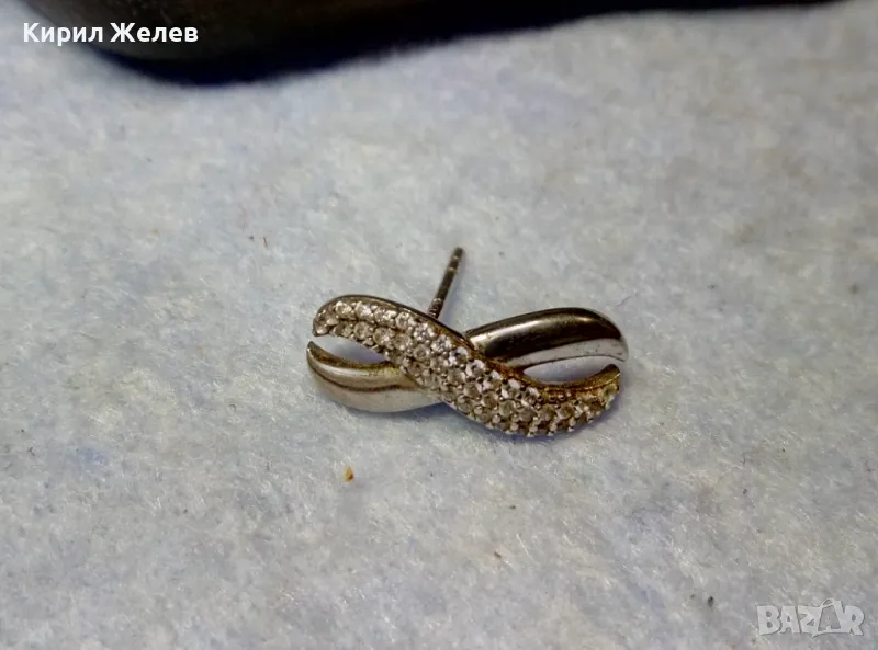 АЖУРНА СКЪПОЦЕННА СРЕБЪРНА ОБЕЦА СИМВОЛ на БЕЗКРАЙНОСТ СРЕБРО 925 с ФАСЕТИРАНИ ЦИРКОНИ 49715, снимка 1