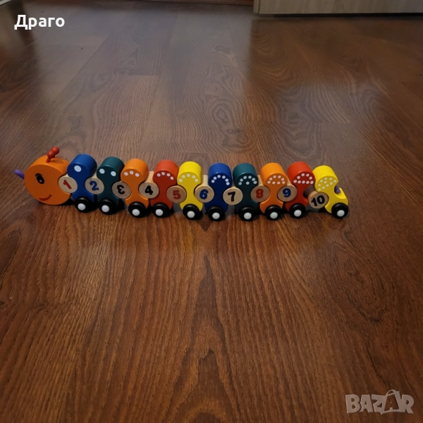 Дървена детска играчка с цифри - "Гъсеница", снимка 1