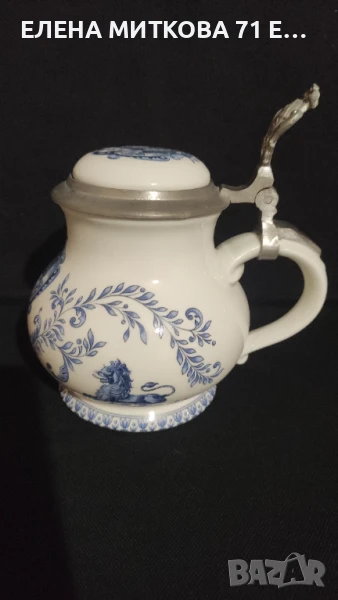 Една фантастична порцеланова халба с калаен капак -от Западна Германия, снимка 1