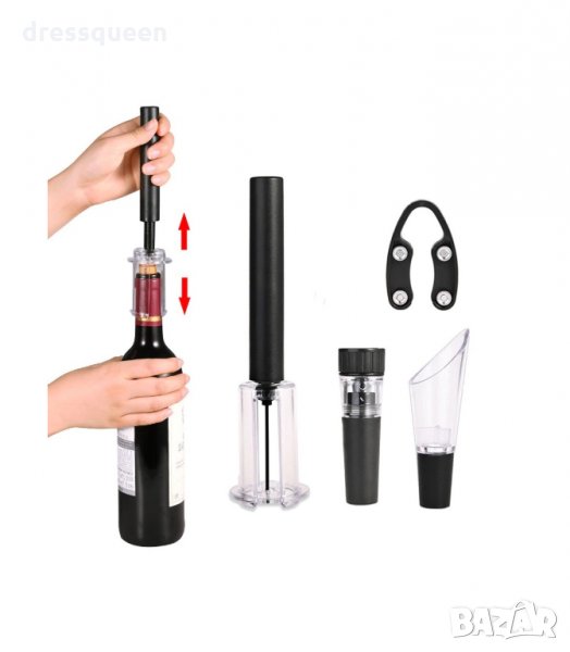 2904 Сет за вино от тирбушон с въздух, резачка, тапа с вакуум и наливник, снимка 1