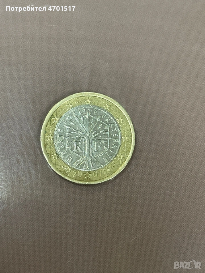 Монета 1 евро франция 2001, снимка 1