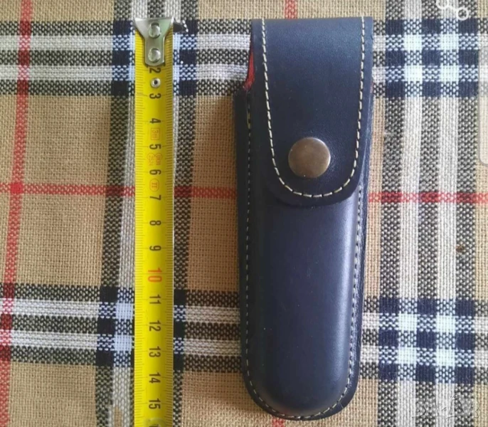 Калъфче  за колан кания за сгъваемо ножче от естествена кожа за ценители, снимка 1