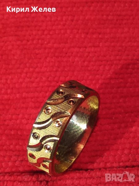 ВИНТИДЖ БРОНЗОВ ПОЗЛАТЕН ГРАВИРАН КРАСИВ РЕТРО СТИЛ ПРЪСТЕН ХАЛКА 70231, снимка 1