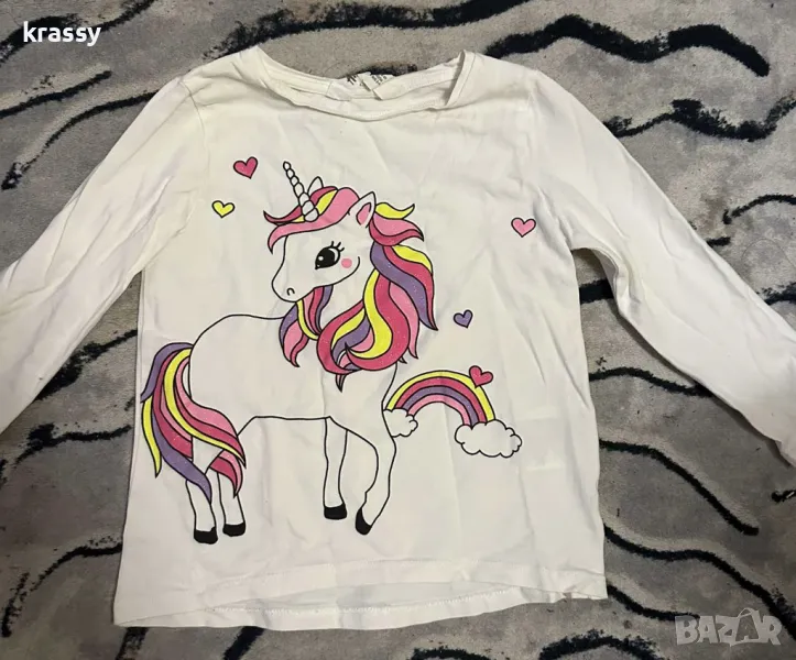 НОВА детска блуза с щампа на еднорог Н&М (размер 2-4 год), снимка 1