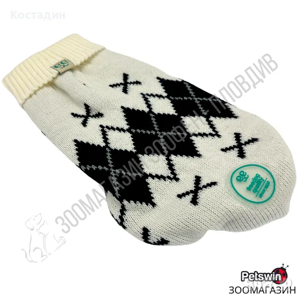 Пуловер за Куче/Коте - 7 размера - Diamond - Бяла разцветка - Freedog, снимка 1