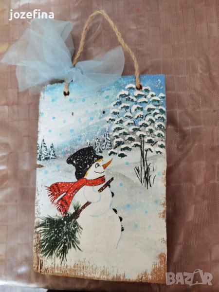 Картина Коледна със снежен човек, снимка 1